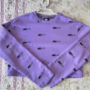 Purple Nike Air Baggy Cropped Crewneck Sweatshirt